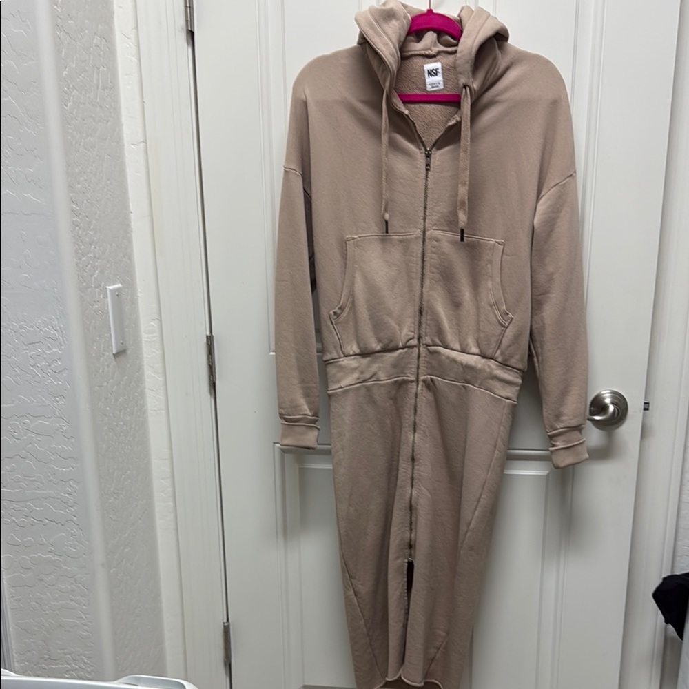 NSF Tan Hooded Dress with Drawstring Waist